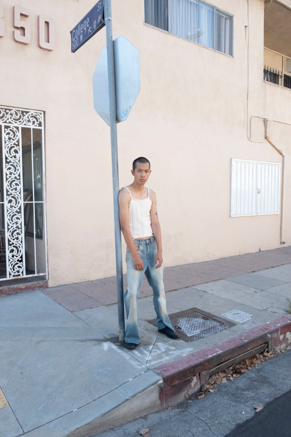 (PRE-ORDER) Kato Relaxed Flare Jean in Raw Indigo, Sun, and Kyle Olive