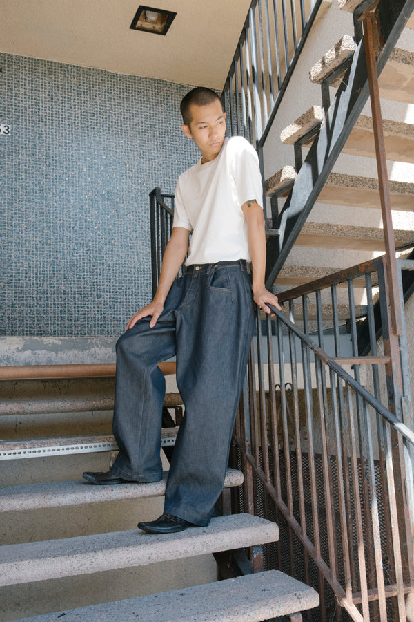 (PRE-ORDER) Brandon Adjustable Tusker Jean in Raw Indigo, Sun, and Kyle Olive