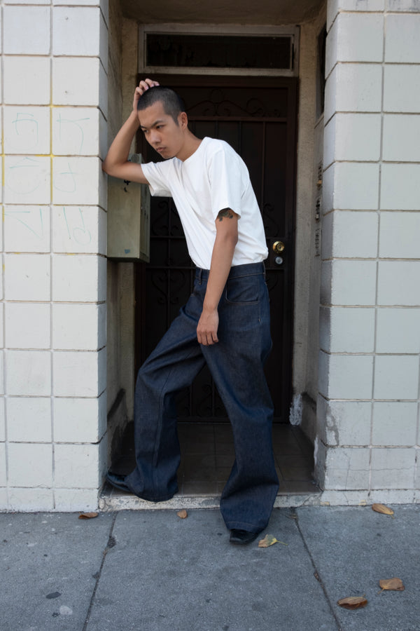 (PRE-ORDER) Kato Relaxed Flare Jean in Raw Indigo, Sun, and Kyle Olive